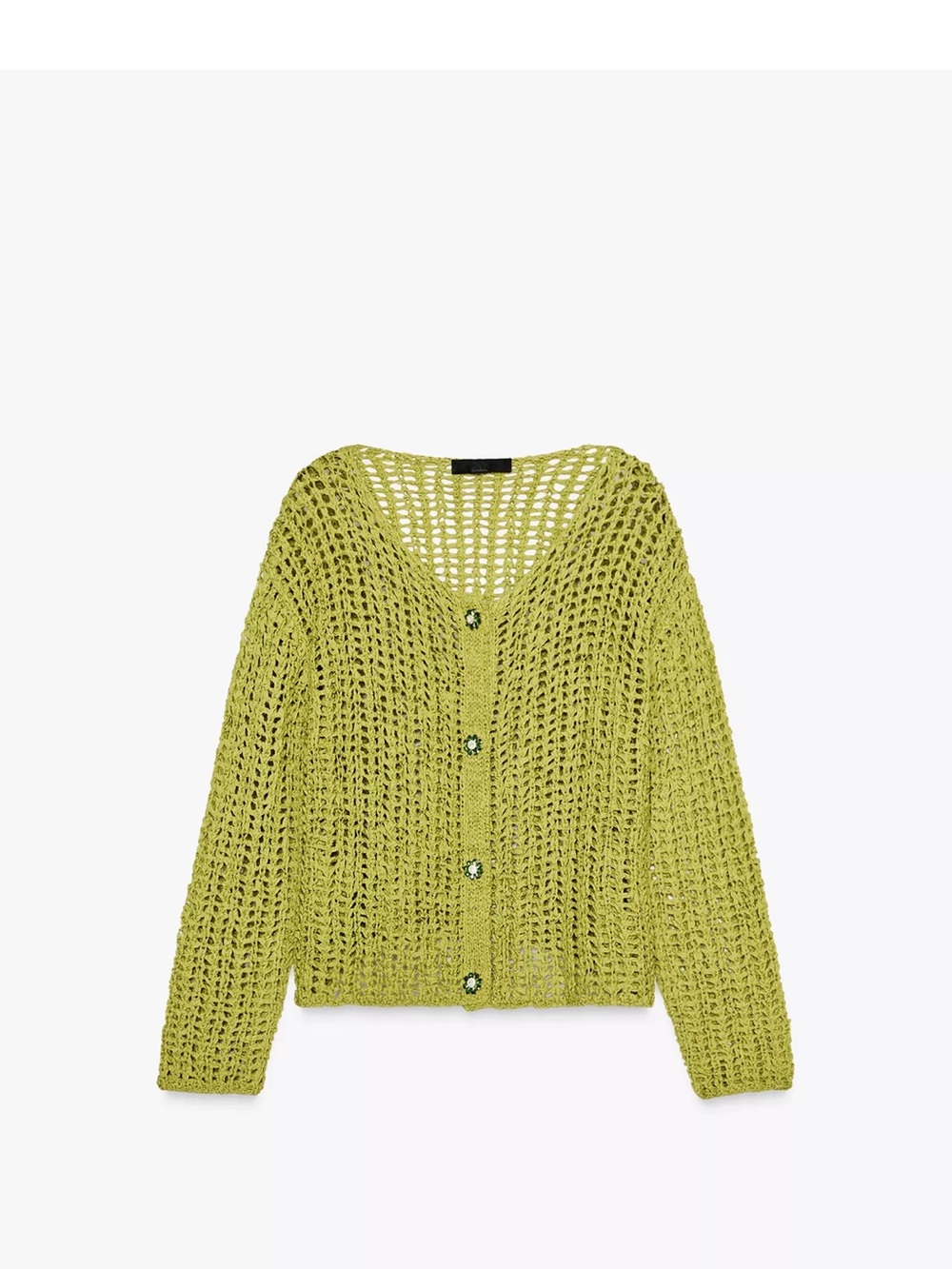 Womens Ribbon Open-Knit Button Cardigan Sweater and tank set in green - Zara - L